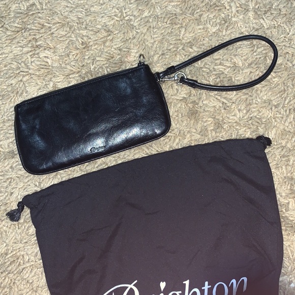 EUC Brighton black leather peace wristlet with dust bag - Picture 3 of 6